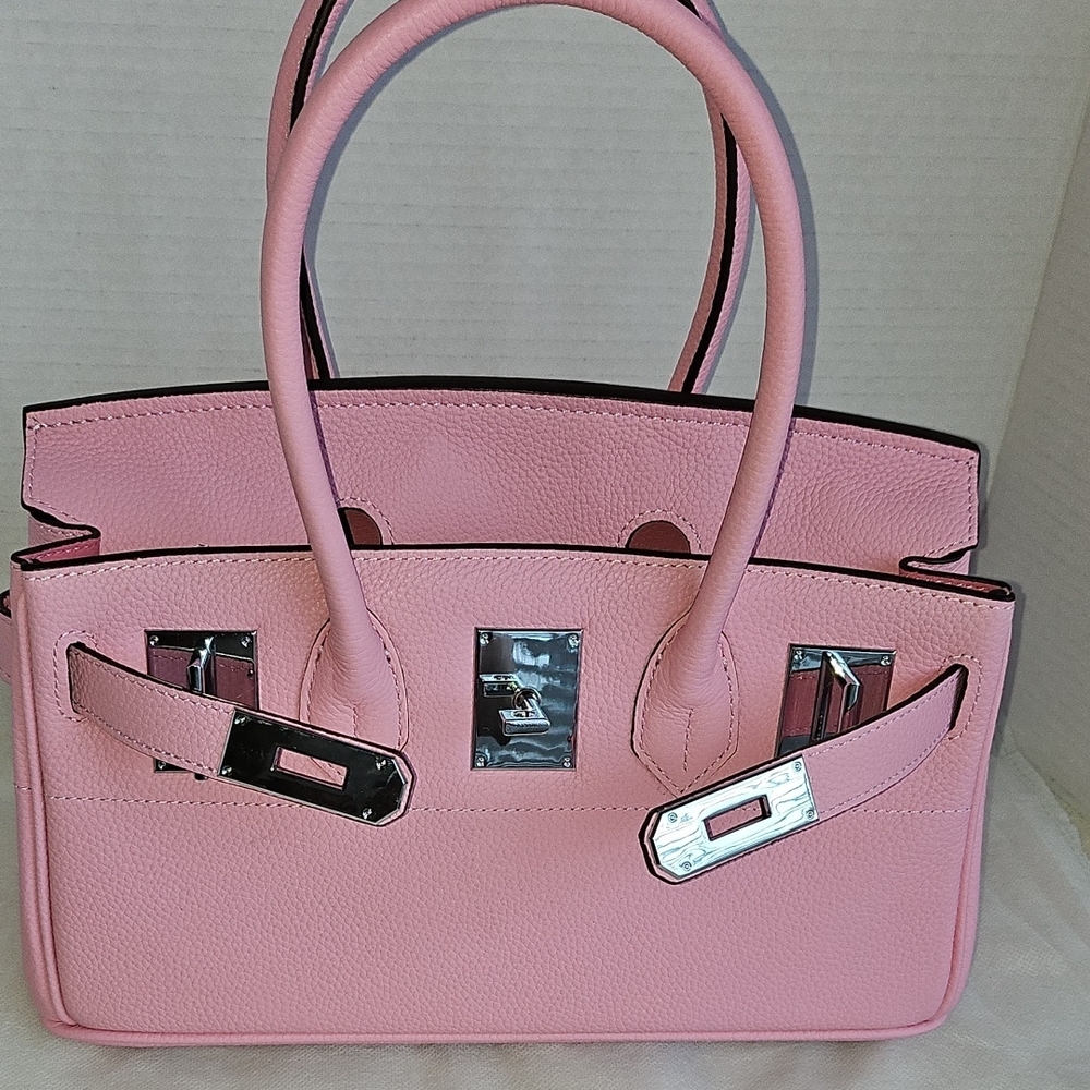 Pink Leather Top Handle bag (Shoulder Birkin Style) - Picture 5 of 11